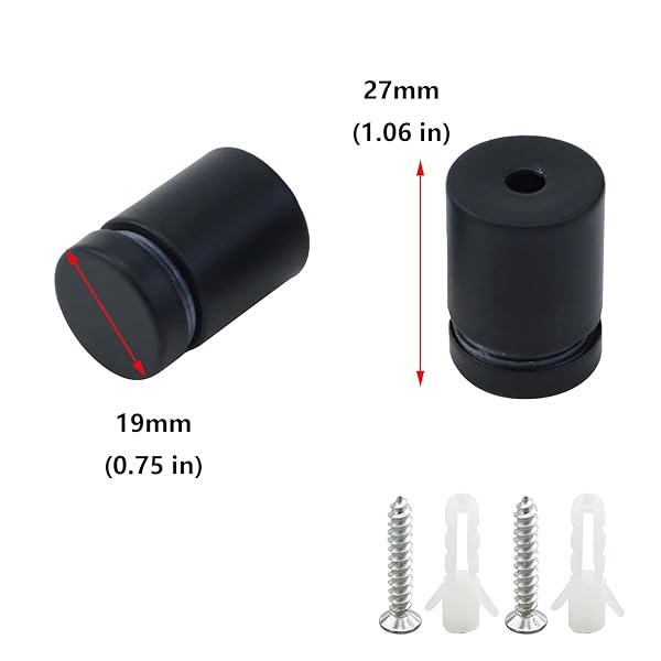 Antrader 12 Pack Antrader Glass Standoff Nail Wall Mount Holder Stainless Steel Sign Mounting Hardware Matte Black 3/4 Inch Diameter 1 Inch Length - View 3 of 5