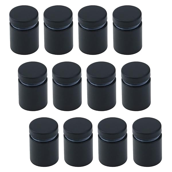 12 Pack Antrader Glass Standoff Nail Wall Mount Holder Stainless Steel Sign Mounting Hardware Matte Black 3/4 Inch Diameter 1 Inch Length