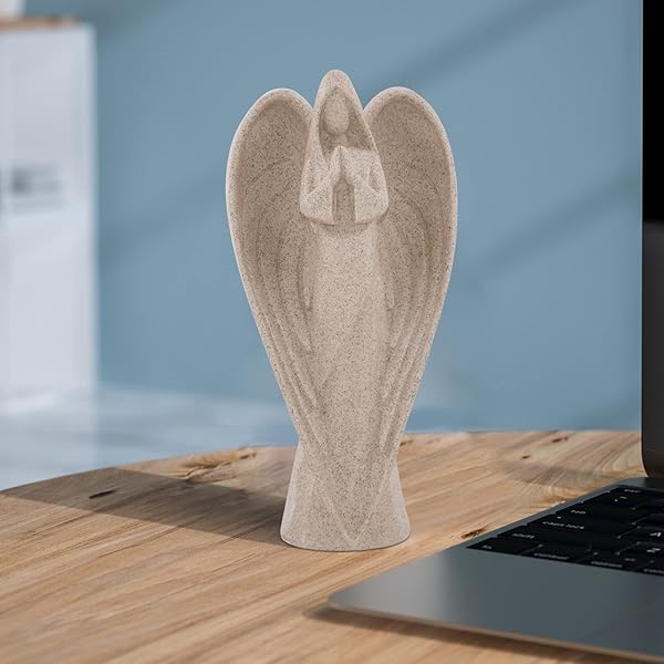 SIMON'S SHOP Simon's Shop 9 Inch Angel Statues Sandstone Sculptures for Shelf Table Mantel Decorations Prayer Figurines - View 5 of 6