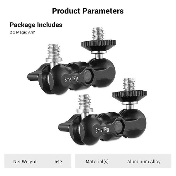 SMALLRIG SMALLRIG Universal Magic Arms with Small Ballhead 2pcs Pack 2158 for Versatile Camera Mounting Solutions - View 8 of 9