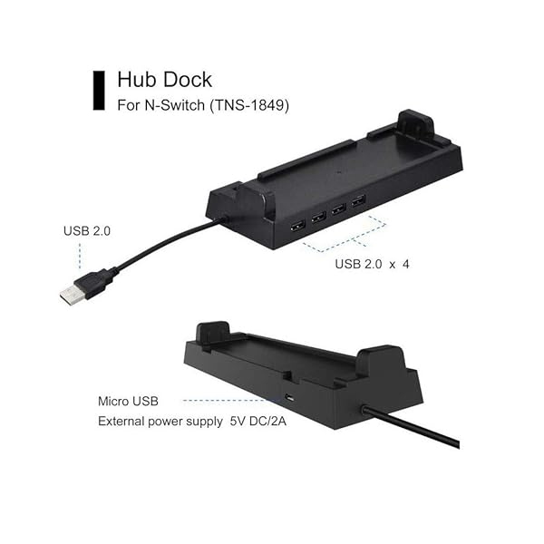 OSTENT OSTENT 4-Port USB Hub for Nintendo Switch - External Splitter & Expansion Adapter - View 8 of 9