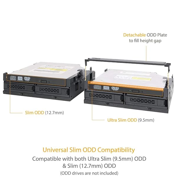 ICY DOCK "ICY DOCK 2 Bay 2.5" SAS/SATA HDD/SSD Mobile Rack & Slim CD/DVD-ROM Drive for 5.25" Bay | ExpressCage MB732SPO-B" - View 5 of 10