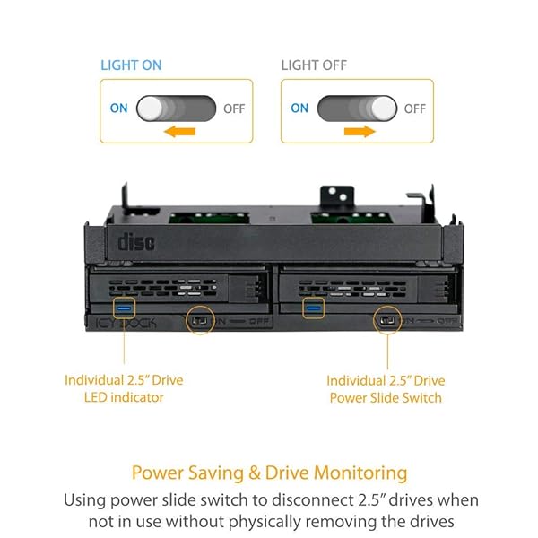 ICY DOCK "ICY DOCK 2 Bay 2.5" SAS/SATA HDD/SSD Mobile Rack & Slim CD/DVD-ROM Drive for 5.25" Bay | ExpressCage MB732SPO-B" - View 6 of 10
