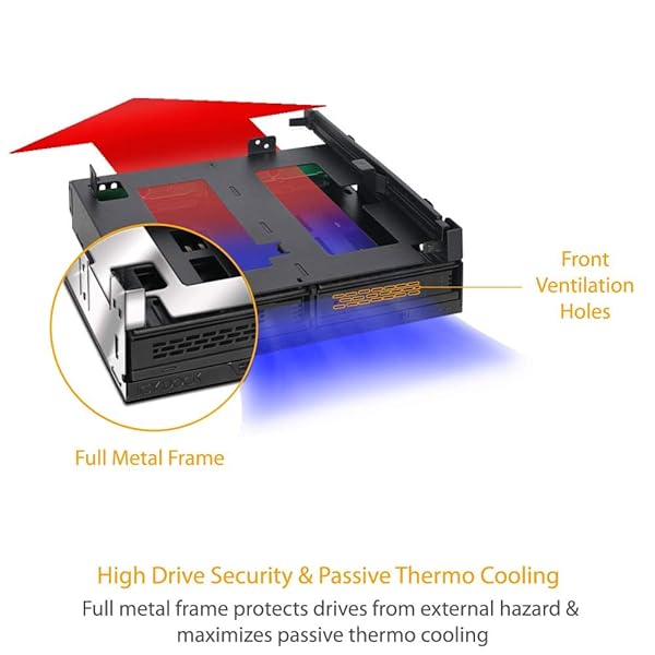 ICY DOCK "ICY DOCK 2 Bay 2.5" SAS/SATA HDD/SSD Mobile Rack & Slim CD/DVD-ROM Drive for 5.25" Bay | ExpressCage MB732SPO-B" - View 9 of 10