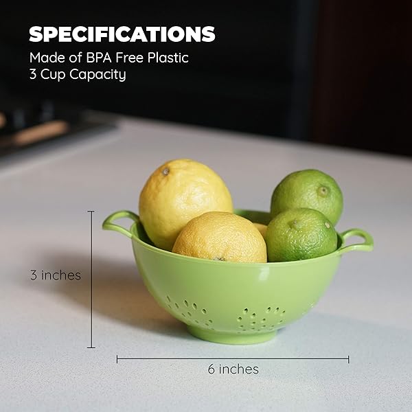 Jacent Jacent 6-Inch BPA-Free Plastic Colander with Double Handles - Perfect Strainer for Fruits, Vegetables & Pasta, Dishwasher Safe - View 7 of 7
