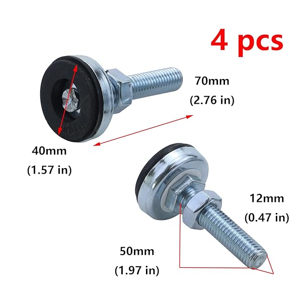 Antrader Antrader 4PCS M12 Adjustable Pole Leveling Feet Carbon Steel Shockproof 600 LB Capacity for Workbench Machine Cabinet Heavy Duty Use - View 2 of 5