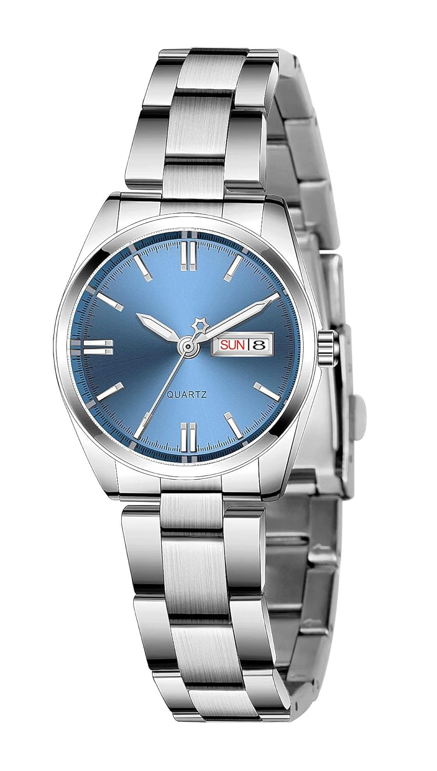 CARLIEN Carlien Women's Luxury Luminous Waterproof Calendar Stainless Steel Dress Quartz Watch Blue - View 8 of 9
