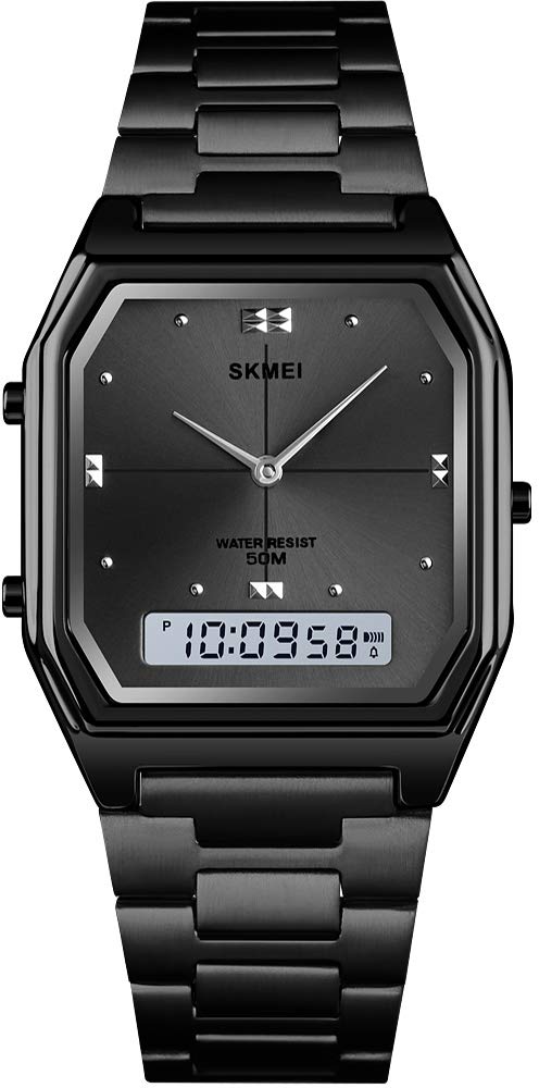 Gosasa Women's Digital Sports Watch Waterproof Stainless Steel LED Wristwatch for Outdoor Activities Silver Medium