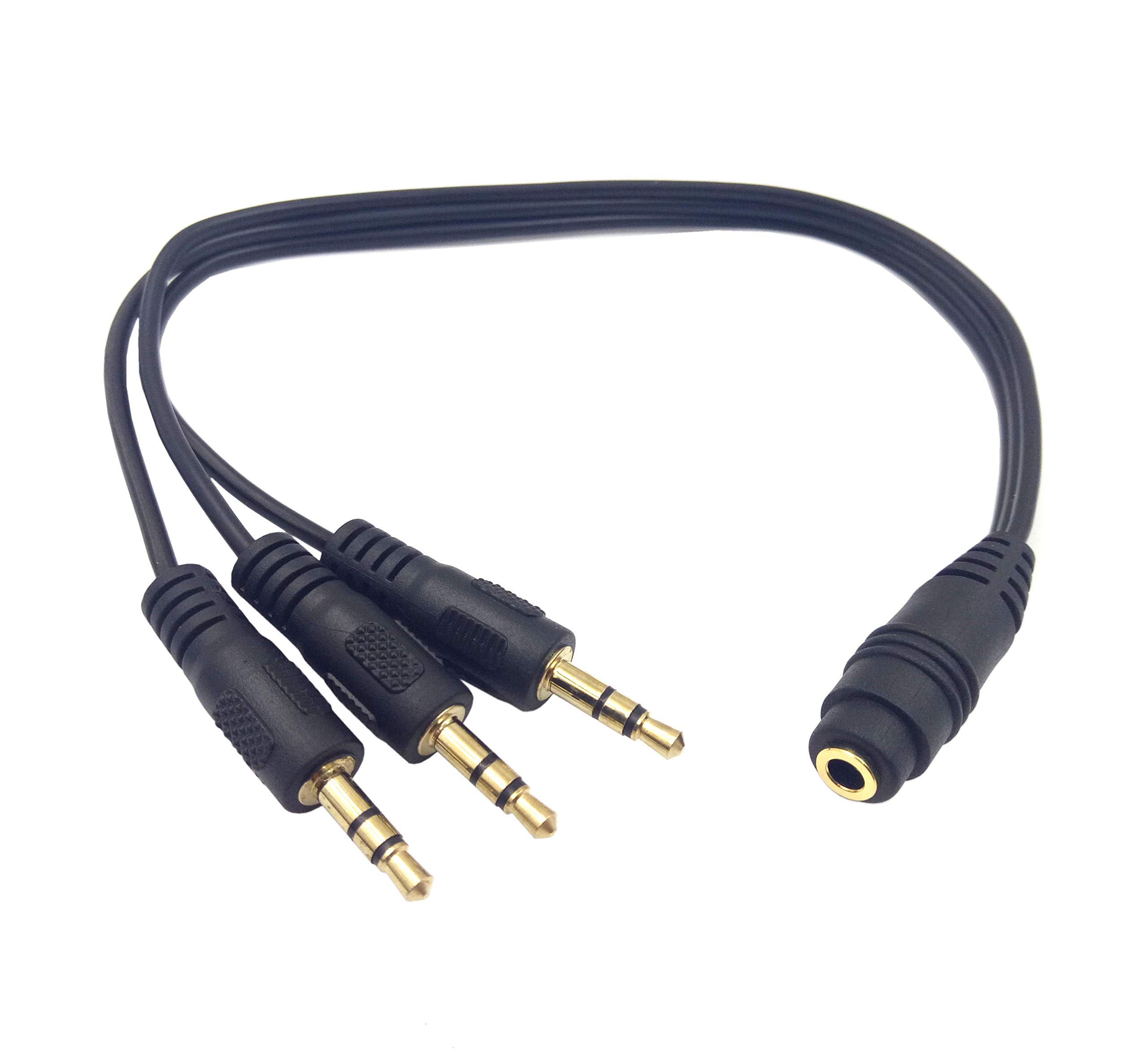 Qaoquda Qaoquda 3.5mm Stereo Audio Splitter Cable - 1FT Gold Plated 1 Input to 3 Outputs AUX Adapter