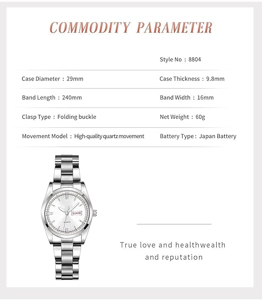 CARLIEN Women's Luminous Waterproof Calendar Stainless Steel Dress Quartz Wrist Watch White - View 5 of 8