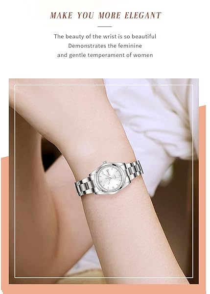 CARLIEN Women's Luminous Waterproof Calendar Stainless Steel Dress Quartz Wrist Watch White - View 7 of 8