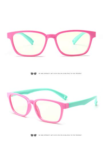 FOURCHEN FOURCHEN Anti Blue Light Glasses for Kids UV Protection Computer Eyeglasses Video Gaming Glasses in Pink Green - View 4 of 9