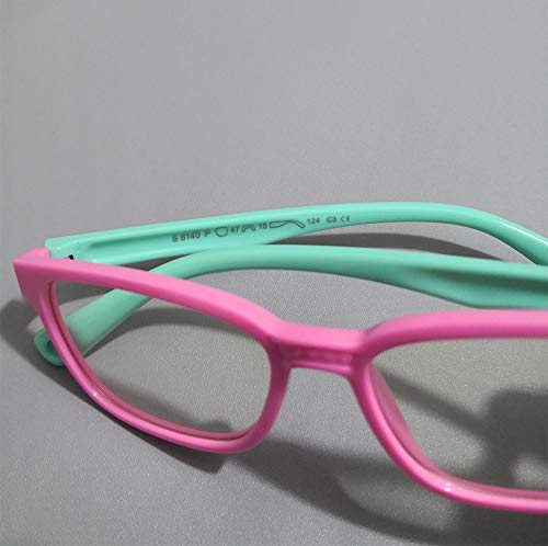 FOURCHEN FOURCHEN Anti Blue Light Glasses for Kids UV Protection Computer Eyeglasses Video Gaming Glasses in Pink Green - View 7 of 9