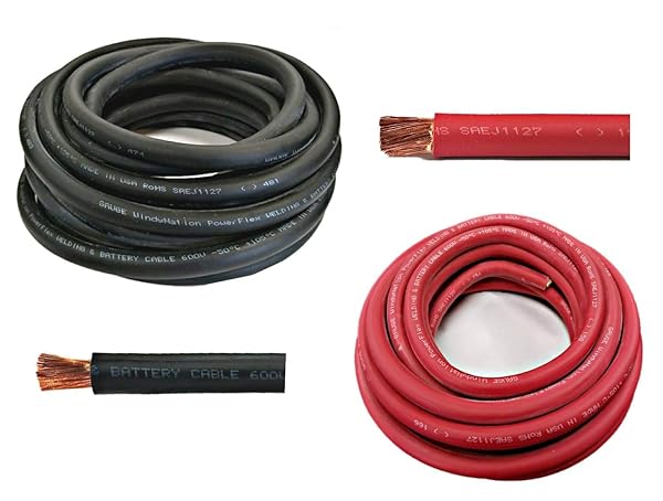 WindyNation WNI 6 Gauge 10 Feet Black Red Ultra Flexible Welding Battery Copper Cable Wire Made in USA for Car Inverter RV Solar