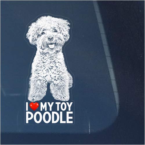Vinyl Designs I Love My Toy Poodle Clear Vinyl Decal Sticker for Window Miniature Teacup Dog Sign Art Print Design