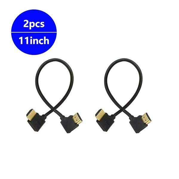 SinLoon SinLoon Gold Plated High Speed 90 Angle Right HDMI Male to Left HDMI Male Adapter Cable Supports Ethernet, 3D and Audio Return (0.3M 2Pack LL-LL) - View 3 of 9