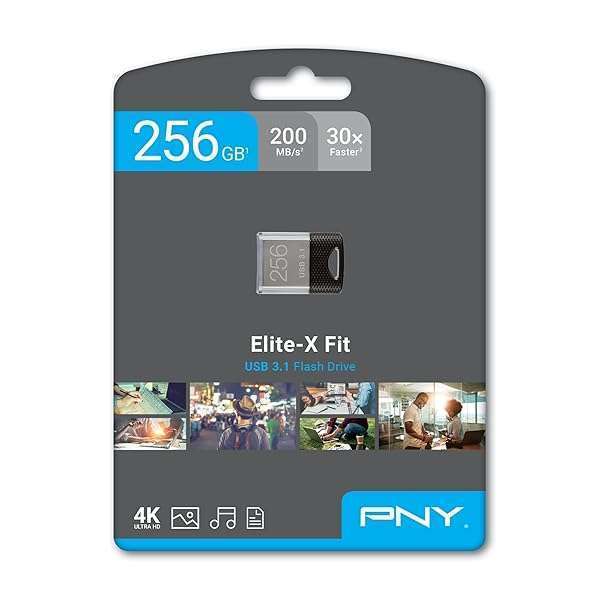 PNY PNY 256GB Elite-X Fit USB 3.1 Flash Drive - High-Speed 200MB/s, Compact Black/Gray Design - View 9 of 9
