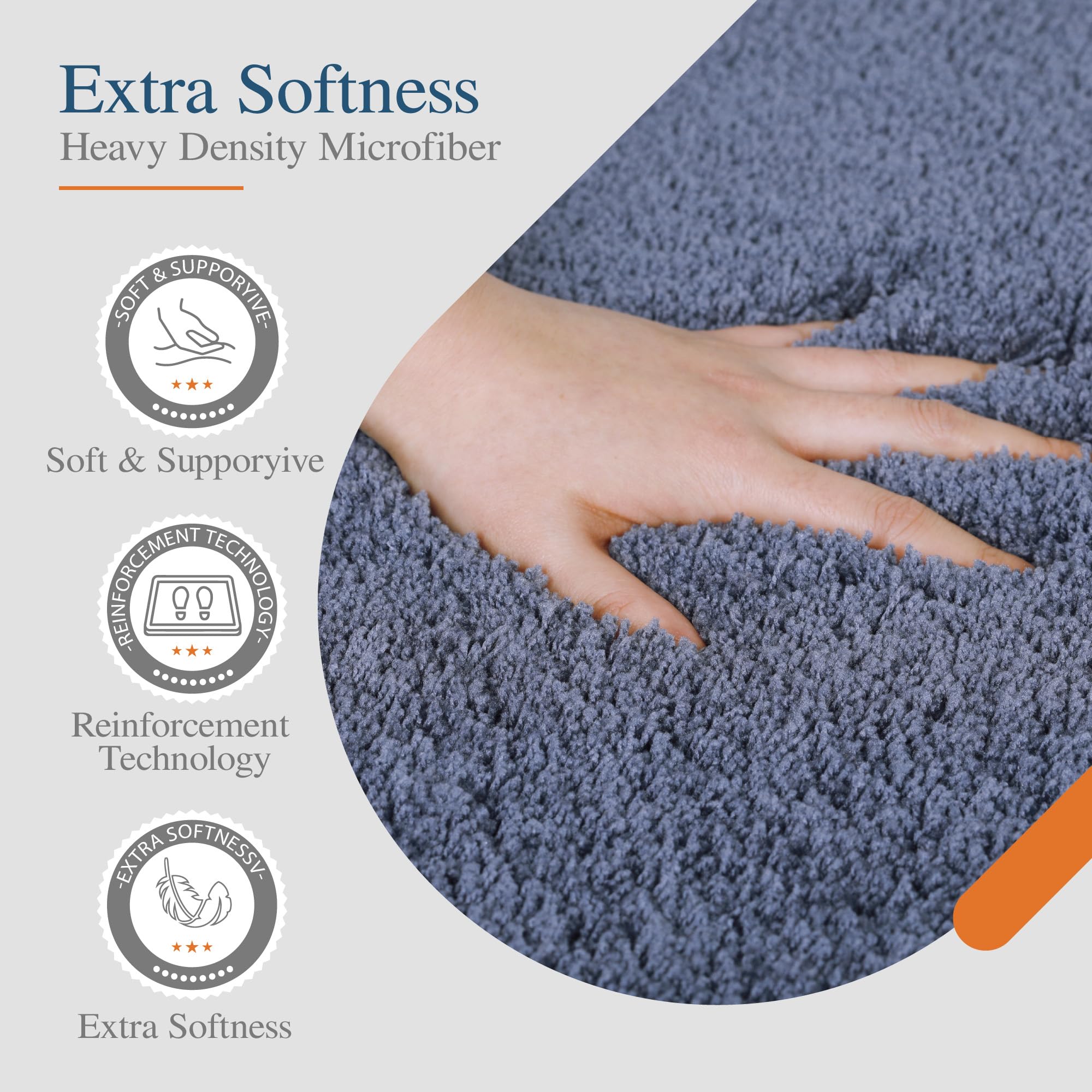 Walensee Non Slip Bath Mat 16 x 24 Blue Soft Microfiber Shaggy Water Absorbent Machine Washable Thick Plush Shower Rug - View 2 of 8