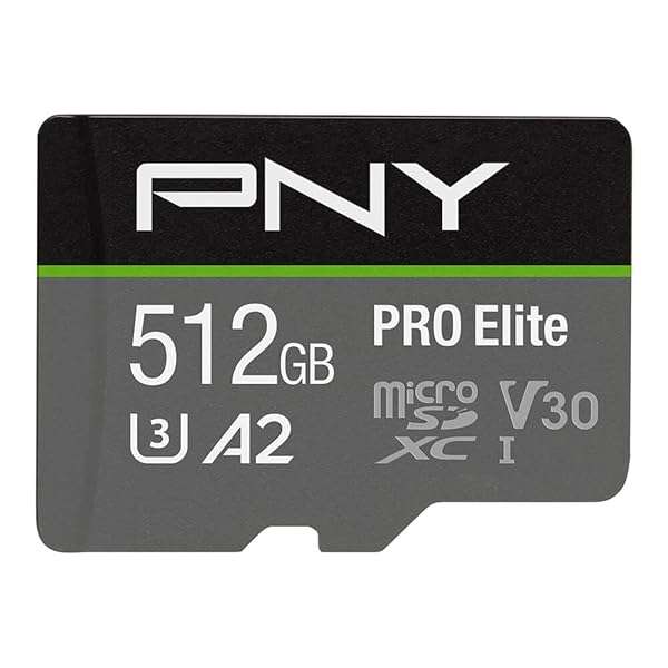 PNY PNY 512GB PRO Elite microSDXC Card - 100MB/s, Class 10, U3, V30, A2 for 4K UHD & Full HD