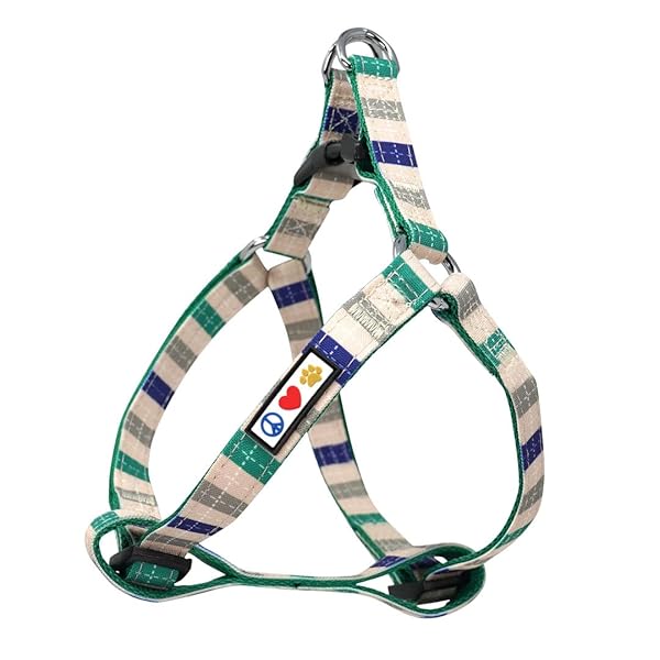 Pawtitas Pawtitas Adjustable Solid Color Step in Dog Harness with Matching Collar Small Grey Blue Green Multicolor 6 Feet