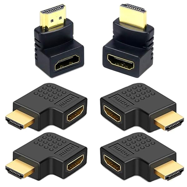 AONTOKY 6Pack 3D and 4K HDMI Angled Adapter Combo 2 Pcs 90 and 270 Degree 4 Pcs Vertical Flat Left and Right 90 Degree Male to Female HDMI Adapter TV Connector