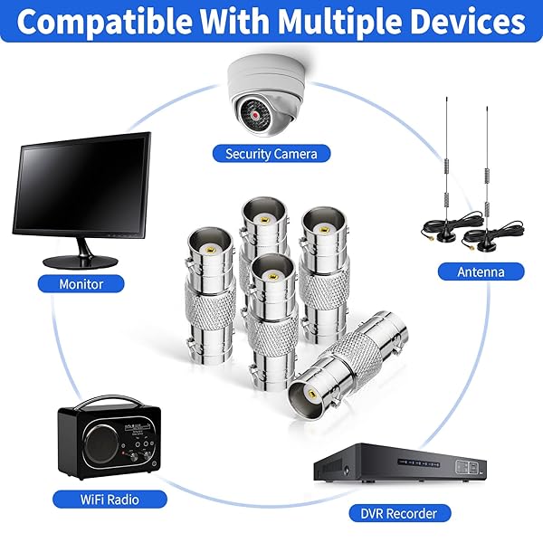 Superbat Superbat BNC Adapter 5pcs - Female to Female Coaxial Connector for CCTV & Video Broadcast Systems - View 6 of 6