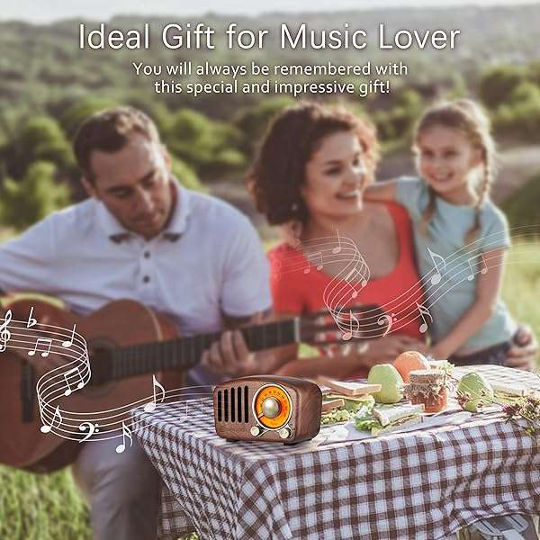 Greadio Vintage Greadio Walnut Bluetooth Speaker: Retro Radio with Bass Boost, FM & MP3, Bluetooth 5.0 - Loud Volume & Stylish Design - View 6 of 9