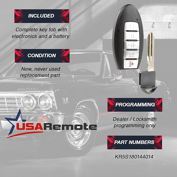 USARemote Smart Key Fob Keyless Entry Remote for 2016 2017 2018 Nissan Altima Maxima KR5S180144014 7812D-S180204 - View 4 of 7
