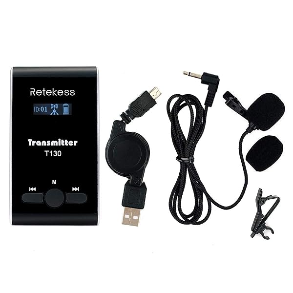 Retekess Retekess T130 Wireless Tour Guide Transmitter with Lavalier Microphone for Church Translation and Interpretation Training - View 10 of 11