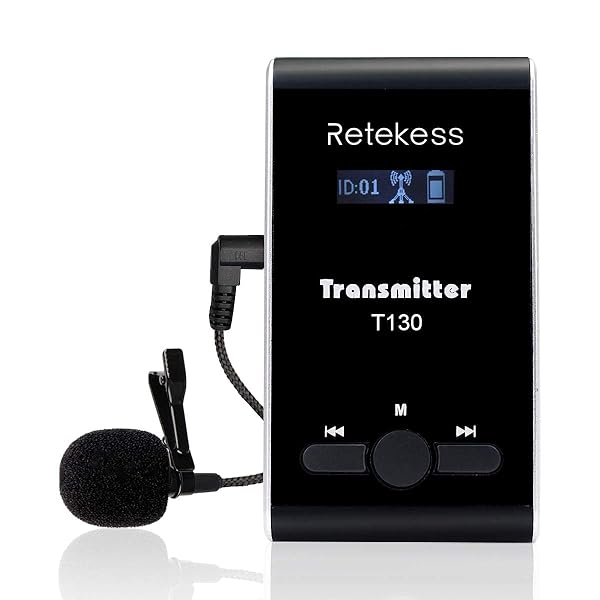 Retekess Retekess T130 Wireless Tour Guide Transmitter with Lavalier Microphone for Church Translation and Interpretation Training - View 3 of 11