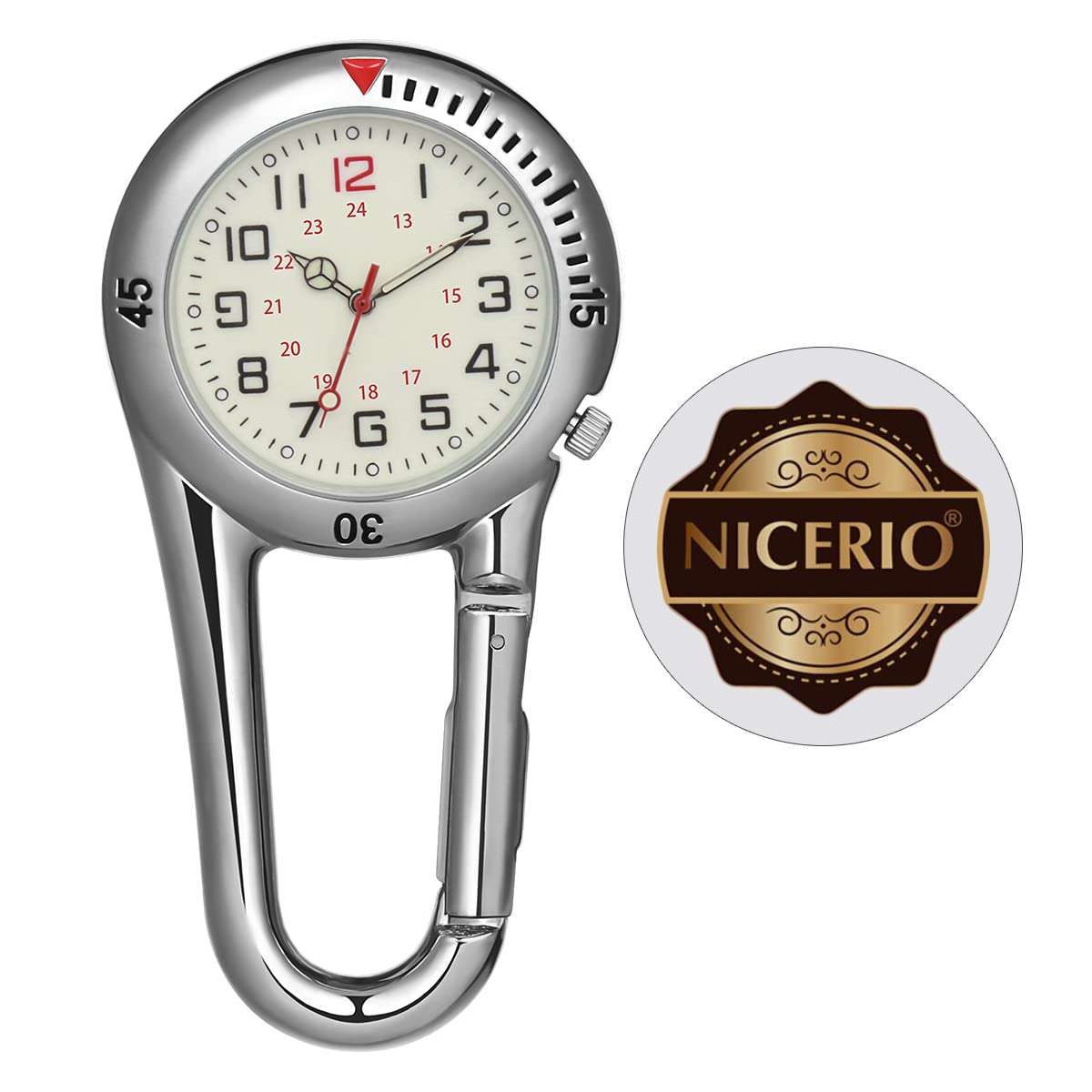 NICERIO NICERIO Clip-on Fob Watch with Night Light for Doctors Nurses Ideal for Rock Climbing and Mountaineering White - View 7 of 9