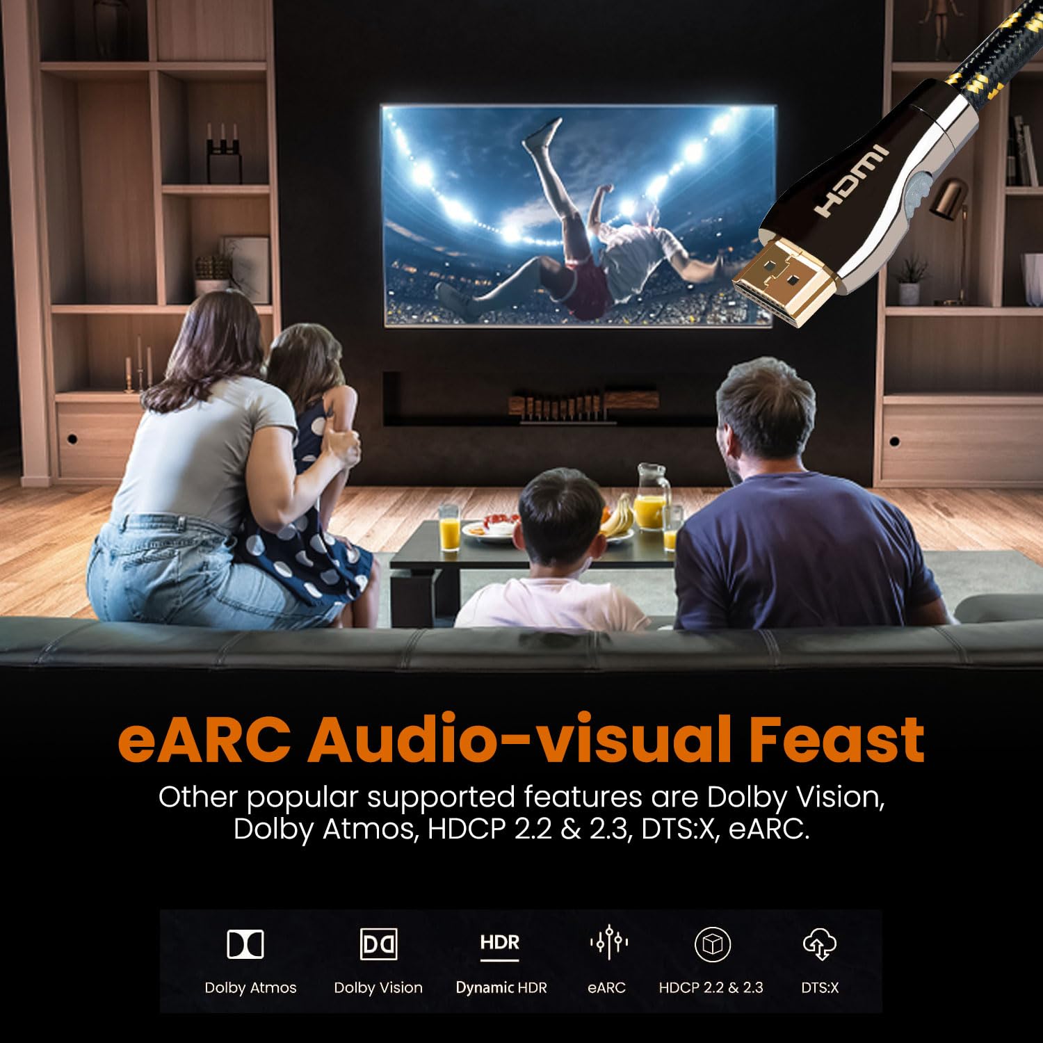 uptab Uptab Certified HDMI Cable 10FT Ultra High Speed 48Gbps HDR for PS5 Xbox Series X RTX 4090 Apple TV 4K Roku Fire Sony LG - View 7 of 8