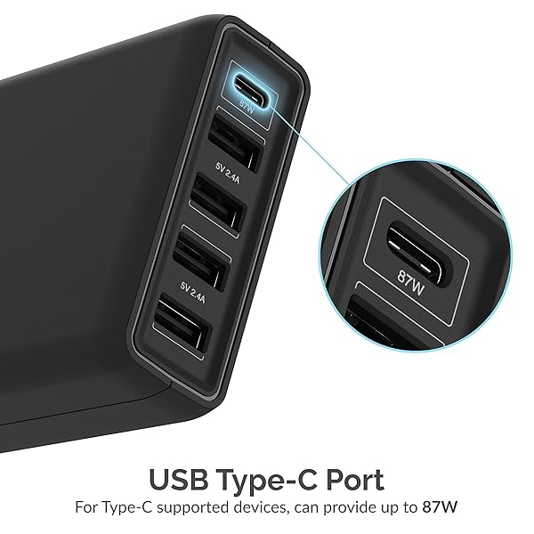 SABRENT Buy SABRENT 114W 5-Port USB A & Type C PD Smart Charger - Fast Charging Station (AX-LPD5) - View 4 of 9