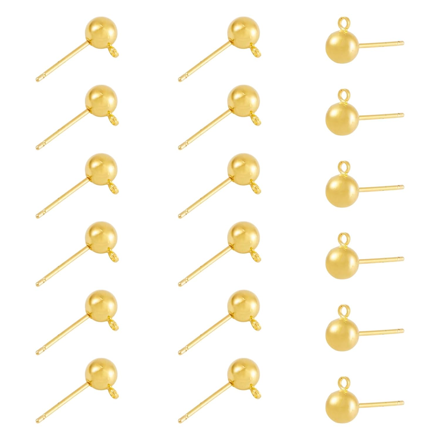 Craftdady Craftdady 100Pcs Silver Ball Post Earring Studs 16x5mm Brass Ear Pins for Jewelry Earring Making - View 6 of 9