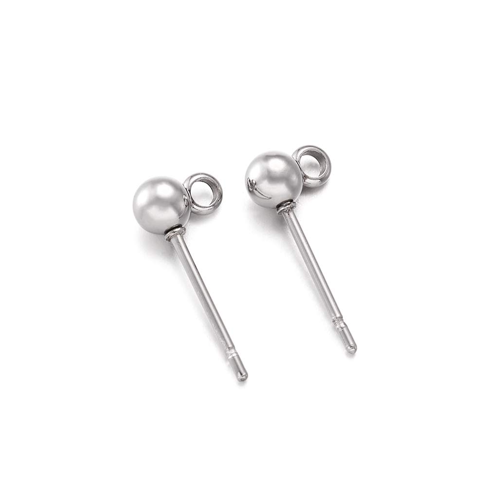 Craftdady Craftdady 100Pcs Silver Ball Post Earring Studs 16x5mm Brass Ear Pins for Jewelry Earring Making - View 9 of 9