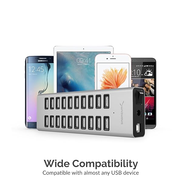 SABRENT SABRENT 90W 20-Port USB 2.0 Fast Charger with 12V Power Supply - Ultimate Charging Solution - View 4 of 7