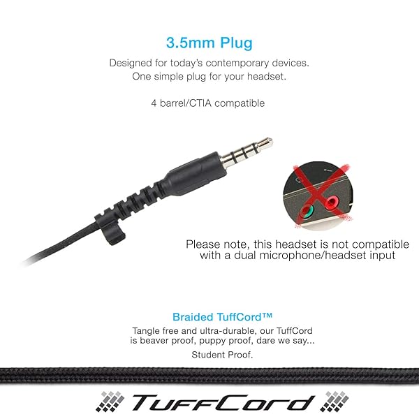 Cyber Acoustics Cyber Acoustics AC-4000 Stereo Headset: Noise-Canceling Mic for PC, Mac & Tablets - Ideal for Classroom & Home Use - View 4 of 6