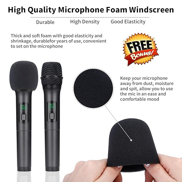 Kithouse Kithouse K380A Wireless Microphone Karaoke System Dual Rechargeable Bluetooth Receiver UHF Handheld Mic for Singing Speech Church Elegant Black - View 3 of 6