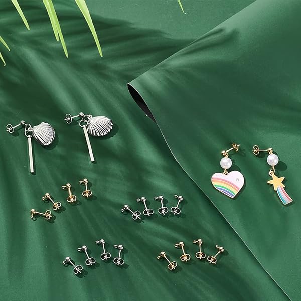 PH PandaHall PH PandaHall 20 Pairs Stainless Steel Earring Posts Flat Back Studs with Loop and Butterfly Backs for DIY Jewelry Making - View 2 of 7