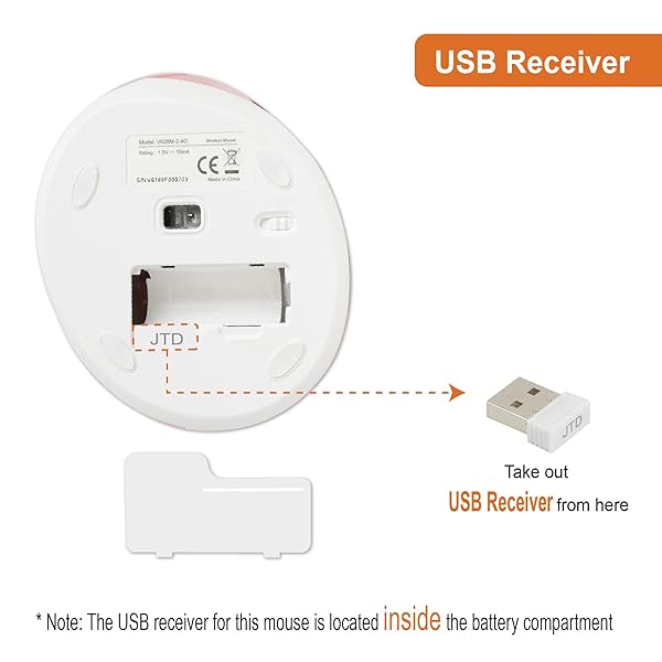 J-Tech Digital J-Tech Digital Wireless Ergonomic Vertical Mouse Rechargeable USB-C 4 DPI Settings for Windows and Mac Pink - View 8 of 8