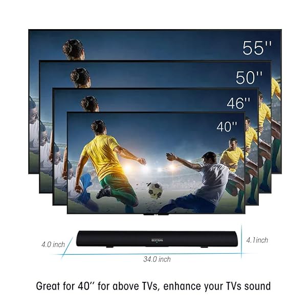 BESTISAN BESTISAN 80W Soundbar for TV - Bluetooth 5.0, Strong Bass, Wall Mountable Home Theater System - View 7 of 8