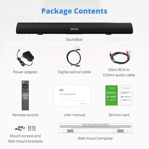 BESTISAN BESTISAN 80W Soundbar for TV - Bluetooth 5.0, Strong Bass, Wall Mountable Home Theater System - View 8 of 8