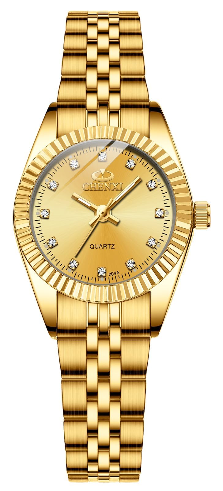 MASTOP Couple Watches Classic Golden Stainless Steel His and Hers Waterproof Quartz Watch Full Gold - View 3 of 8