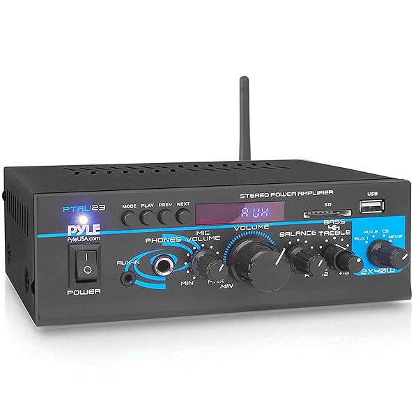 Pyle Pyle PTAU23.5 Mini Power Amplifier System Dual Channel Home Audio Mixer with USB RCA Headphone AUX MIC Input for PA and Home Use - View 2 of 8