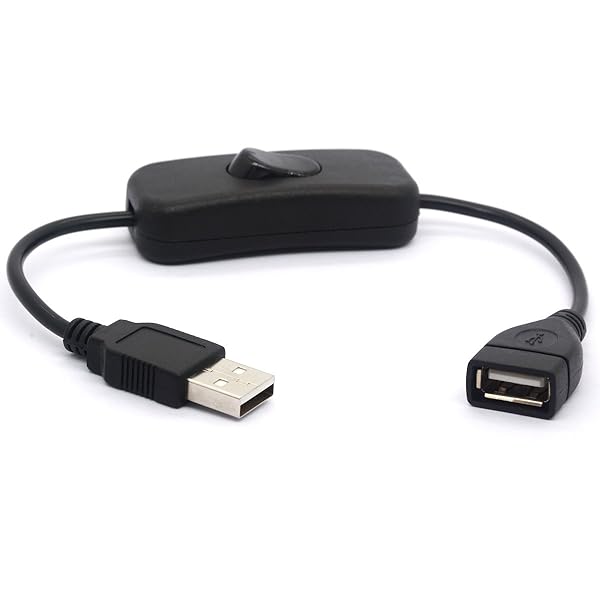 BSHTU Short USB 2.0 Male to Female Extension Cable with Click Button Switch for Raspberry Pi and Arduino 28CM - View 6 of 6