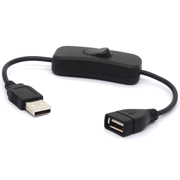 BSHTU Short USB 2.0 Male to Female Extension Cable with Click Button Switch for Raspberry Pi and Arduino 28CM
