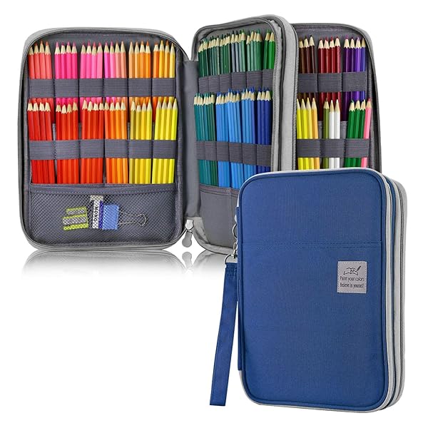 YOUSHARES YOUSHARES 192 Slots Colored Pencil Case - Large Capacity Organizer for Prismacolor, Gel Pens & Markers (Blue)