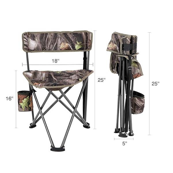 REDCAMP REDCAMP 2-Pack Portable Folding Tripod Hunting Chairs with Back Camo Fishing Stool for Camping and Hiking - View 2 of 9