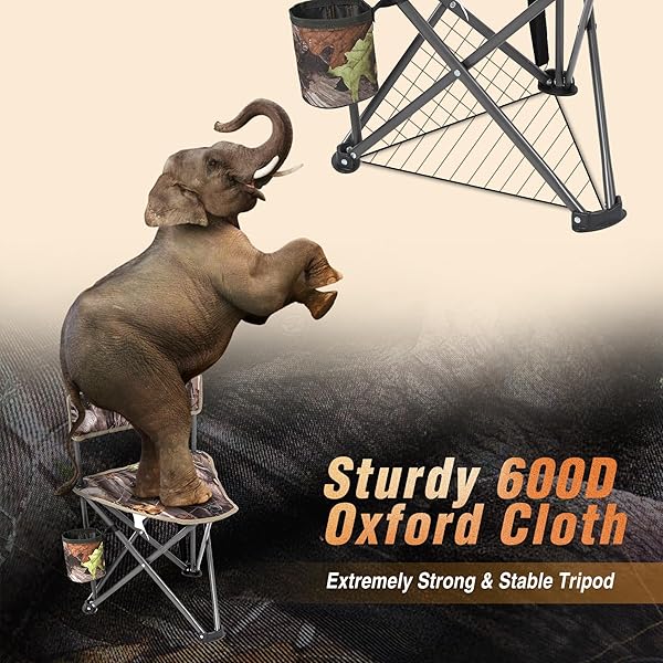 REDCAMP REDCAMP 2-Pack Portable Folding Tripod Hunting Chairs with Back Camo Fishing Stool for Camping and Hiking - View 5 of 9