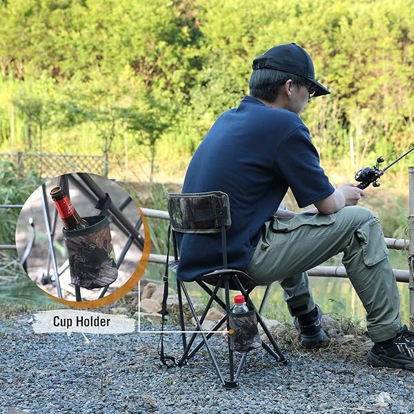 REDCAMP REDCAMP 2-Pack Portable Folding Tripod Hunting Chairs with Back Camo Fishing Stool for Camping and Hiking - View 6 of 9